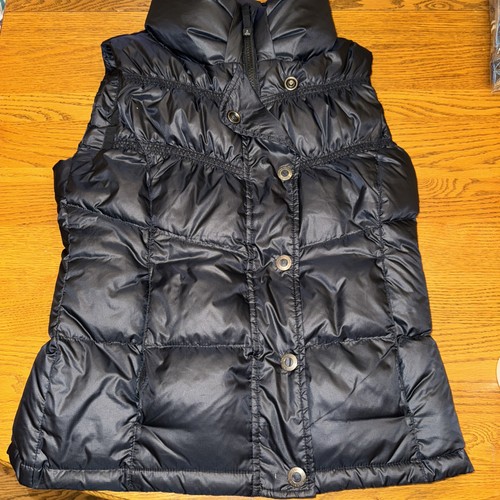 Prana Woman's XS Down Feather Puffer Vesr Full Zip Button Black Cozy Style READ - Picture 1 of 11