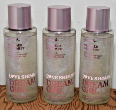 3 Victoria's Secret PINK Dream Girl Shimmer Body Mist Lotion Lot Love Shimmer