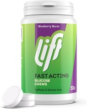 Fast-Acting Glucose Chewable Energy Tablets Blueberry 6 Pack of 50-Tablet Tubs