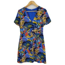 J Crew Womens Faux Wrap Mini Dress V Neck Tropical Floral Print Size 10