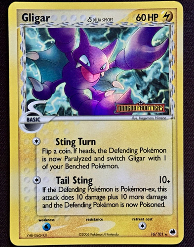 Pokemon TCG Gligar (Delta Species) 16/101 EX Dragon Frontiers Reverse Holo