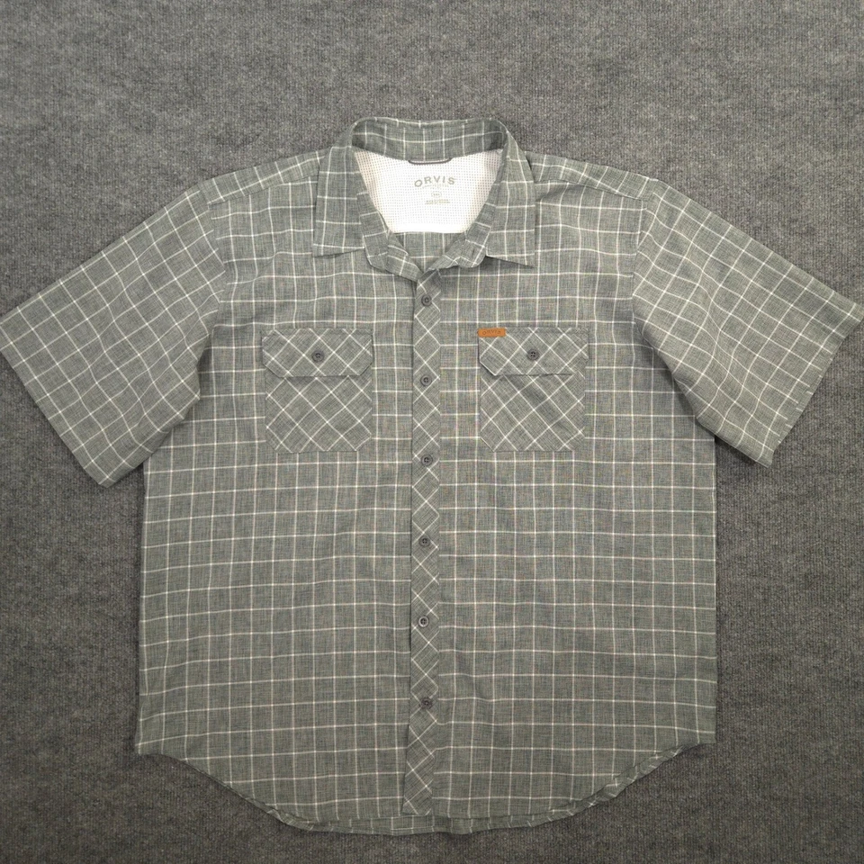 Orvis Tech Shirt Mens XXL Green Heather Check Outdoor Performance Hiking Fishing - Image 2 of 4