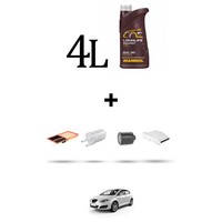 Hoffcar Servicekit 4 Filter Und 4L ÖL FüR Seat Leon Ii (1P1) 1.4 63Kw Ab 200