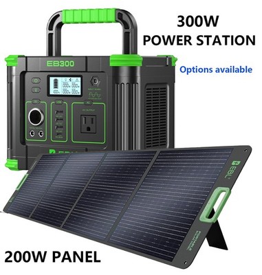 Solar Generator 300W Portable Power Station ,Solar Panel Kit  Open Box