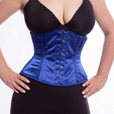 New 411 Standard Authentic Blue Satin 16" Underbust Double Steel Boned Corset