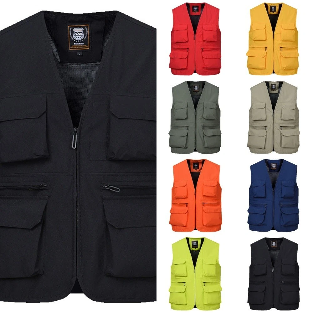 Men Women Workwear Vest 4 Pockets Fishing Outdoor Vest Workwear Gilet Casual