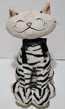 Russ Berrie Aggie Black/White Striped Smiling Kitty Cat Plush 