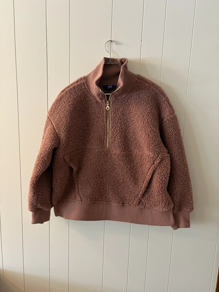 Pullover corto JOY LAB para mujer XL color rosa grueso polar media cremallera otoño acogedor R4 Foto 2 de 4