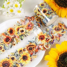 Sunflower PET Tape for Journaling Scrapbooking DIY Crafts Floral Butterfly 2m