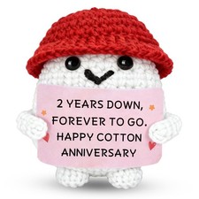 2nd Anniversary Cotton Gifts for Him Her - Handmade Crochet Card Keepsake