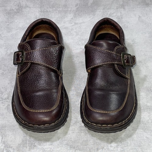 Born Monk Strap Shoes Wmn 11/EU 43 Brown Pebbled Leather Slip-On Loafers W6262 - Picture 5 of 10