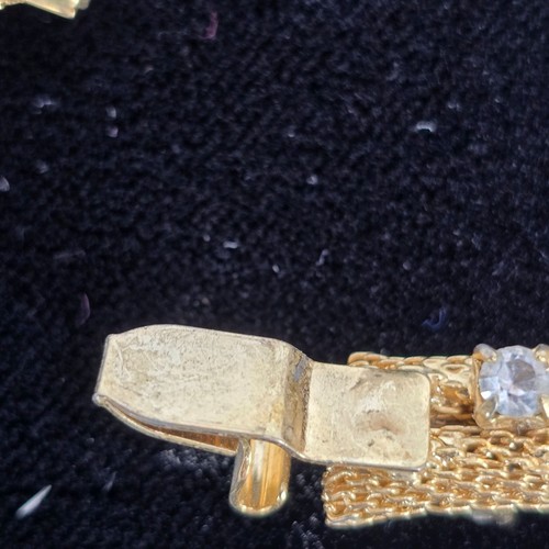 Vintage Gold-Tone Mesh Twisted Necklace W/ Sparkling Rhinestone Accents - Picture 10 of 12