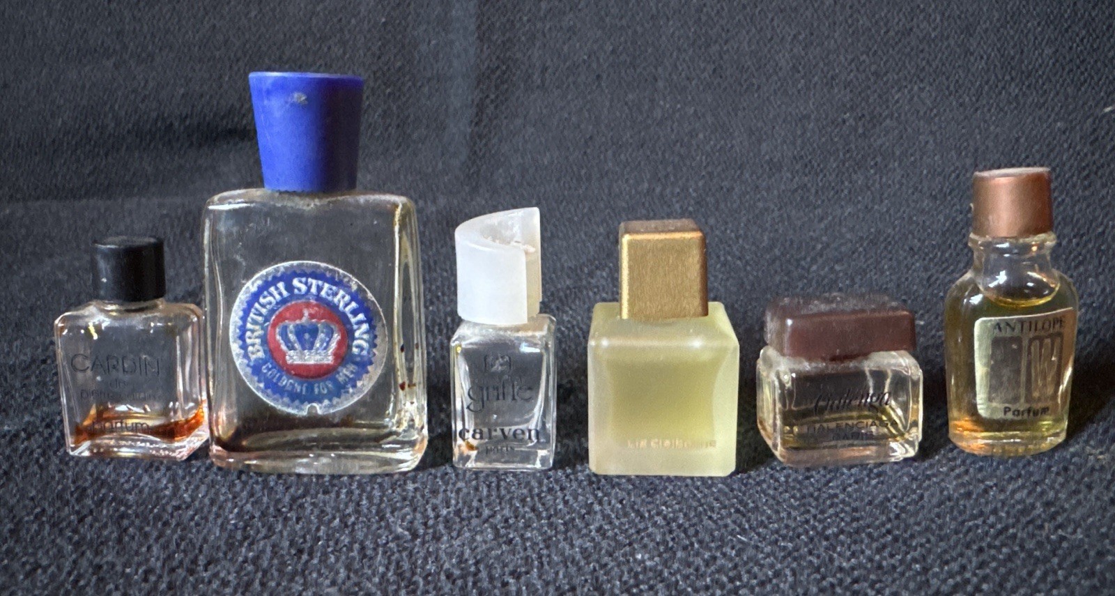 Vintage Mini Perfume Bottles Lot of 7 Balenciaga Cardin Carven Liz Claiborne
