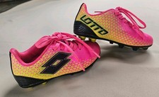 Lotto Forza Elite Junior Cleats In Vibrant Pink And Yellow. Size 10