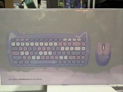Wireless Keyboard and Mouse Combo - GEEZER purple &  Pink Full-Sized Cat Style