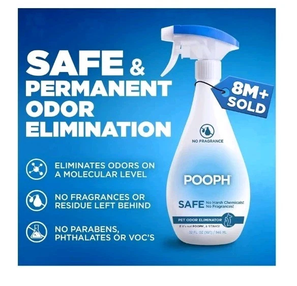 Paquete de 3 spray eliminador de olores para mascotas POOPH 32 oz único y 32 oz - sin fragancia Foto 2 de 4