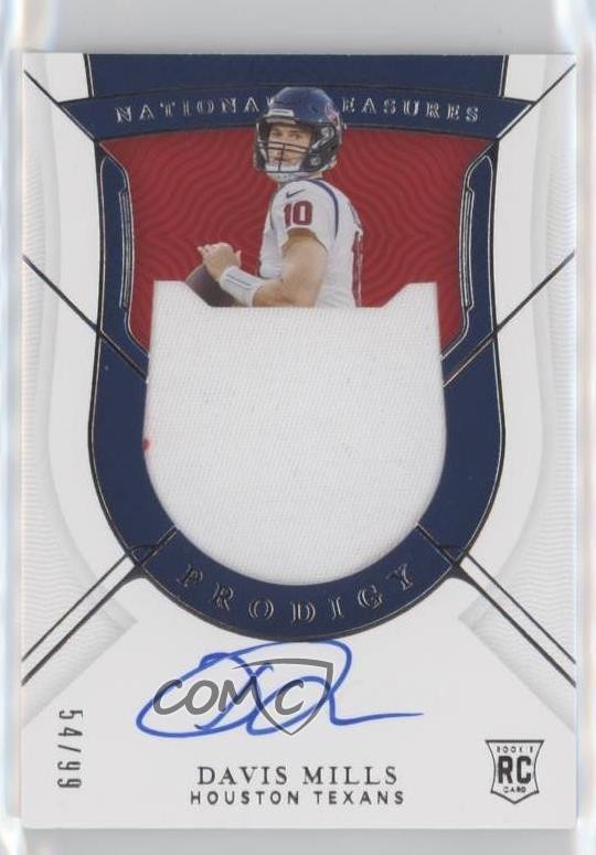 2021 Panini National Treasures Prodigy /99 Davis Mills #PPA-DM Patch Auto 6fs