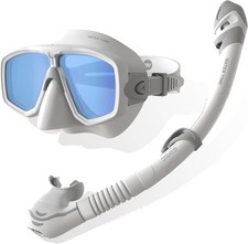 WATERTIME Snorkeling Gear Set Adult Dry Top Snorkel Mask Anti-Fog Panoramic Divi