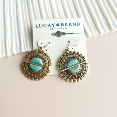 Lucky Brand Turquoise Earrings Retro Chic Statement Jewelry New