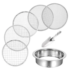 Soil Sifter Stainless Steel Riddle Sieve Set for Gardening with 5 Sizes 8" 
