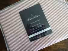 BROOKS BROTHERS Classic RED White TICKING STRIPE Cotton FLANNEL QUEEN SHEET SET