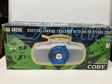 Coby CX-CD235, CD Stereo Radio Player, Vertical Loading CD, Silver, New in Box