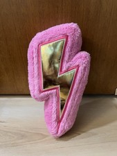 FAO Schwarz Rock  Glam Pink Lightning Bolt Plush Retro Pillow Room Decor