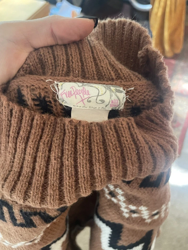 Suéter Free People Yellowstone Grueso Intarsia Navajo Southwest XL Talla Grande Foto 3 de 4