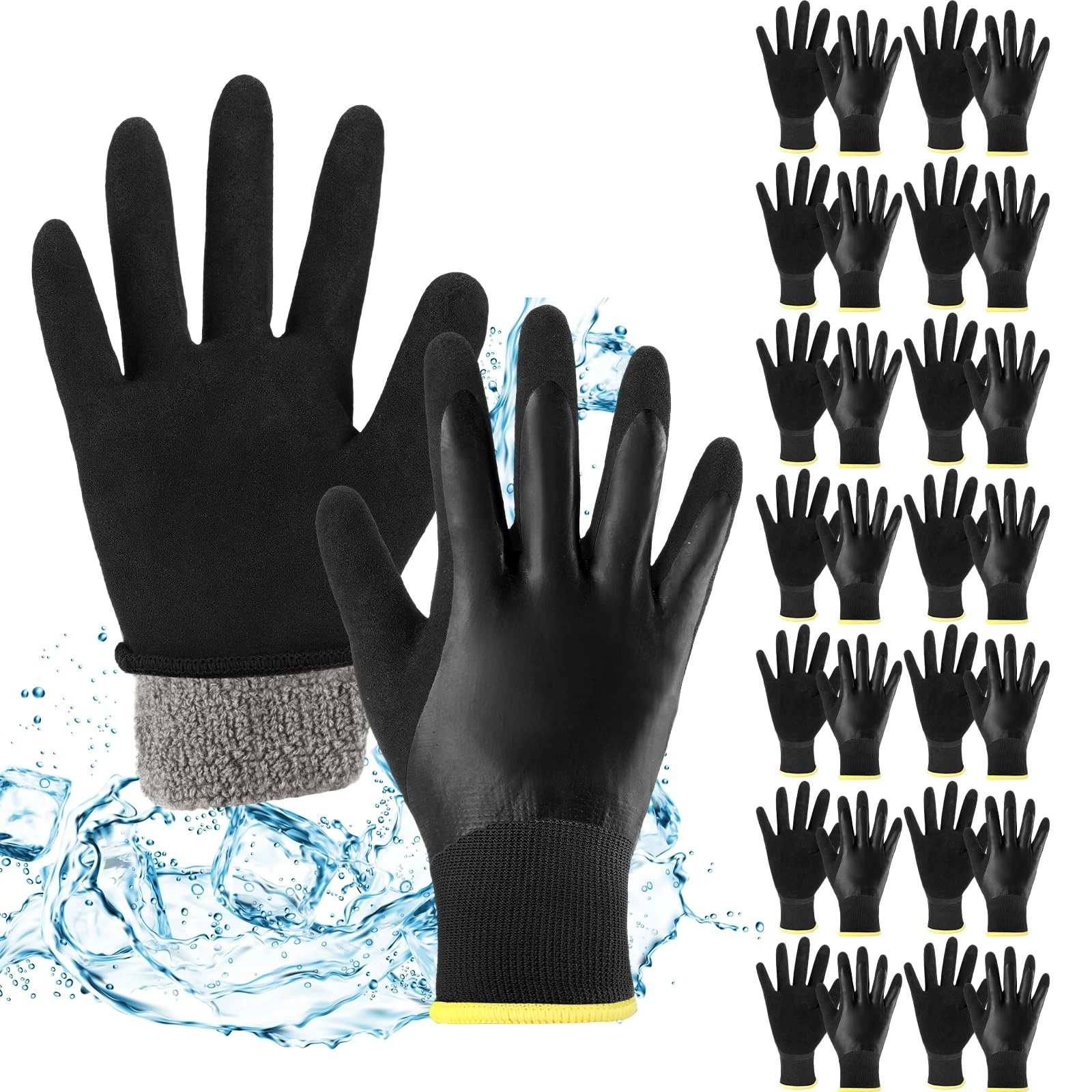 15 Pair Waterproof Work Gloves for Men Insulated Freezer Winter Work Gloves w...