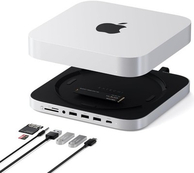 SATECHI Mac mini Hub & Ständer mit SSD-Gehäuse, NVMe/SATA M.2, USB-C 10 Gbit/s,