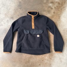Carhartt Closeout Sherpa Pullover Mens Small Black Relaxed Fit Fleece Workwear