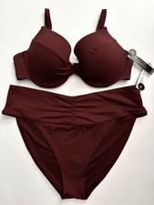 Victoria's Secret Swim Bikini Set Dark Chili Twist Push Up High Waist 38C XL