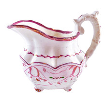 ANTIQUE STAFFORDSHIRE PINK LUSTERWARE PEARLWARE JUG - early 19th Century - VGC