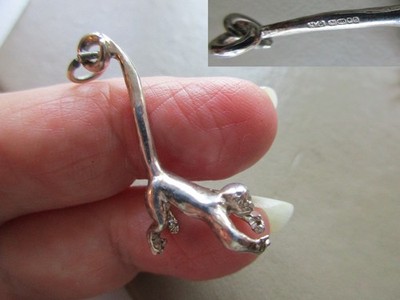 VINTAGE 925 STERLINGSILBER GROSSER KLETTERNDER AFFE AFFE ANHÄNGER CHARM ANHÄNGER HALSKETTE