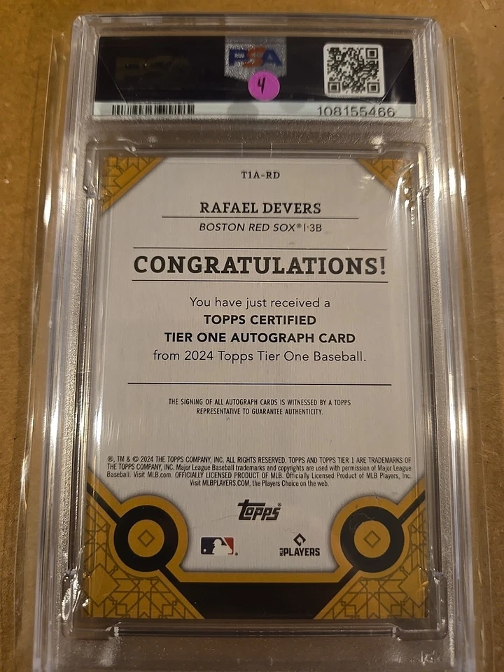 2024 Topps Tier One #T1A-RD Rafael Devers Lámina Verde Autógrafo #'d 17/20 Medias Rojas Foto 2 de 2