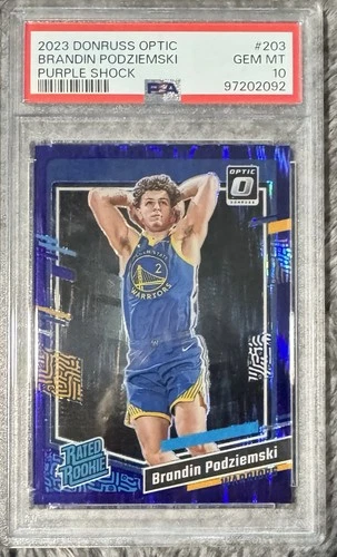 2023-24 Donruss Optic - Rated Rookie Brandin Podziemski #203 Purple Shock PSA 10
