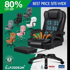 ELFORDSON Massage Office Chair Executive Recliner Heated Footrest Swivel Gaming