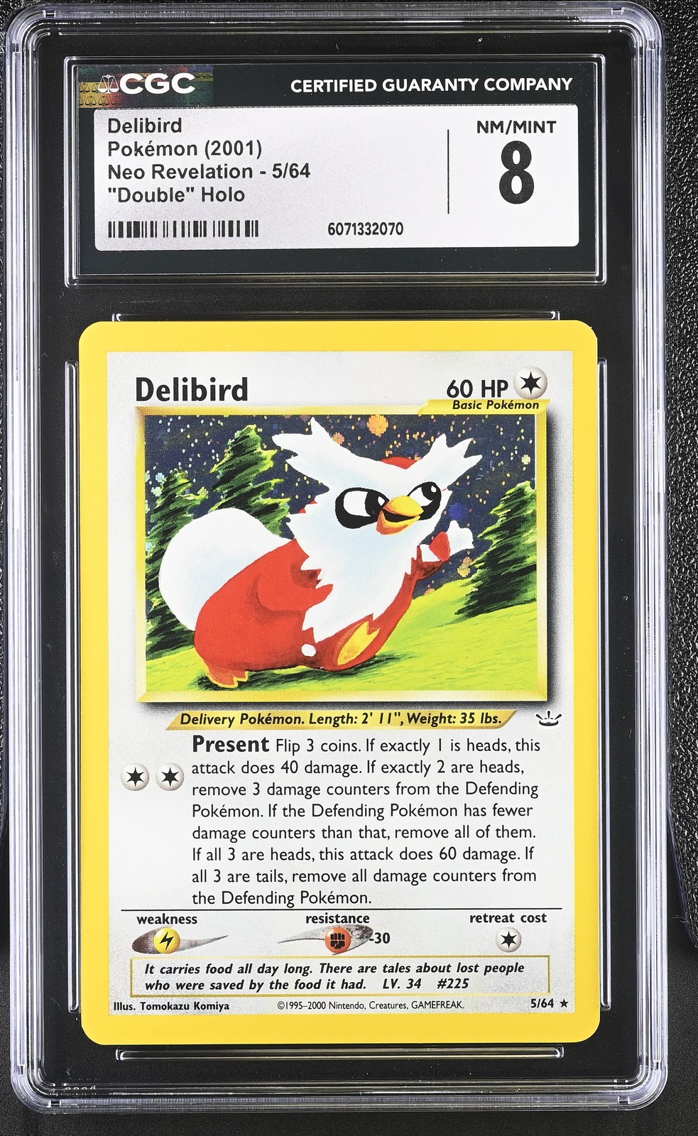 CGC 8 Delibird 2001 Neo Revelation 5/64 "Double" Holo Pokemon Card