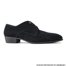 Jimmy Choo Jackson Black Suede Derby Shoes EU 44 Men Lace Up Luxury Dress 0406