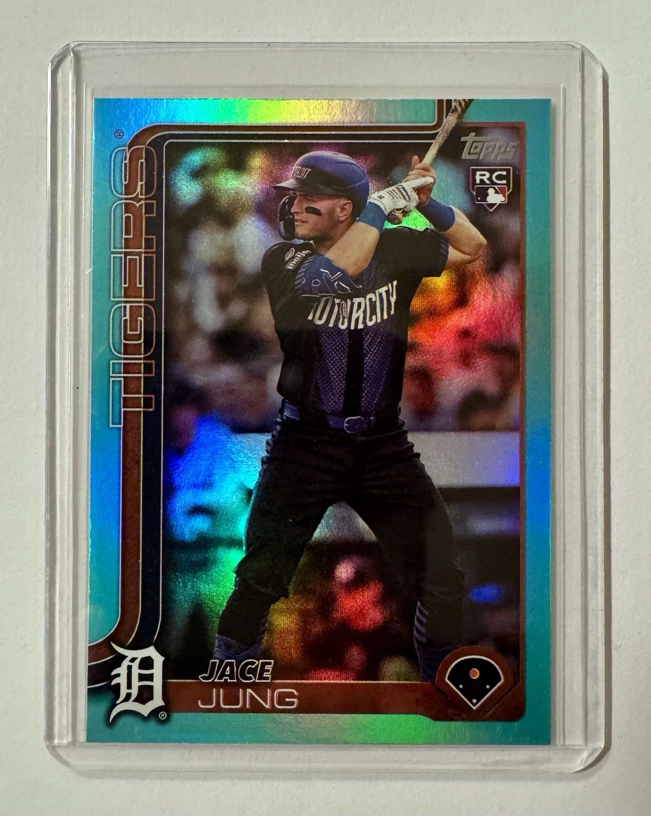 Jace Jung 2025 Topps Series 1 Aqua Foil #80 RC-Detroit Tigers Aqua SP