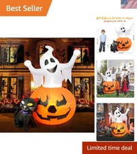 5FT Halloween Inflatable Decor: Ghost Pumpkin  Black Cat with Bright LED Lights