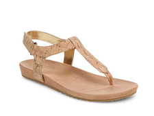 NEW x Vionic Palisades Toe Post Ankle Strap Sandal, Gold Cork