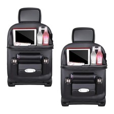 2PCS Car Backseat Organizer, Leather Multi-Pocket Seat Back Protector with Fo...