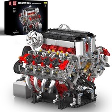 10130 V8 Engine Model Kit, Surper Car Engine That Works with Motor, Buildabe STE