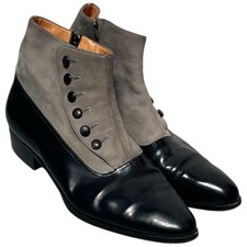 Vintage Ralph Lauren Women's Side Button Two Tones Ankle Boots Steampunk Sz 6.5