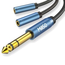 6.35mm 1/4 Male to Dual 3.5mm 1/8 Female Headphone Adapter, TRS Stereo Sapphi...