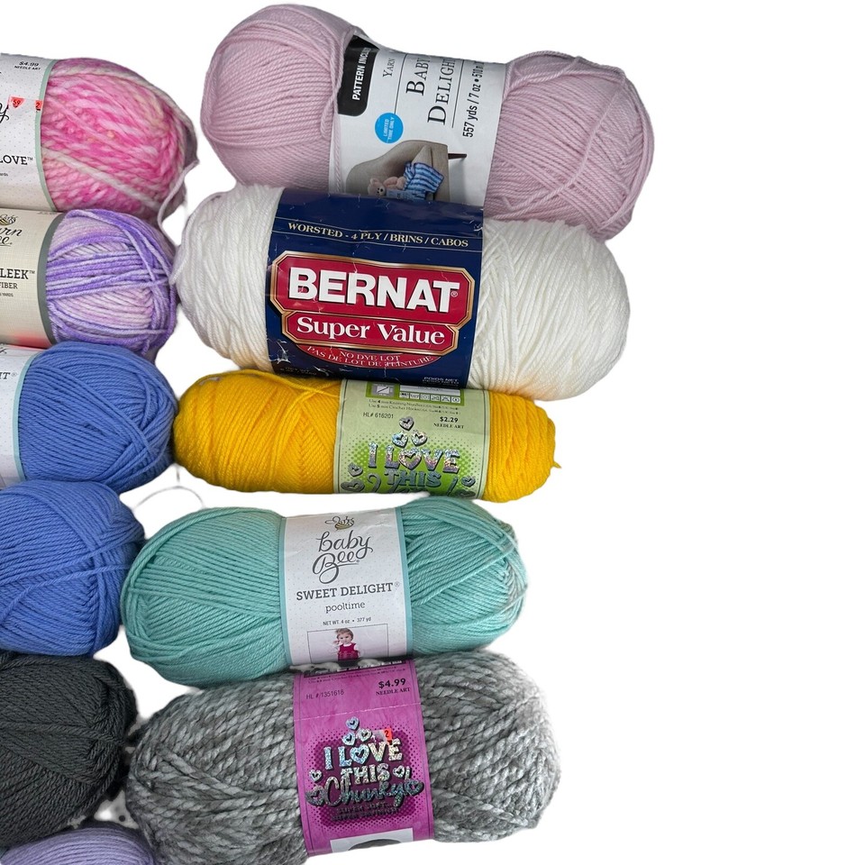 Yarn Bee, Baby Bee, & Other Multi Color Yarn Lot New & Used 4.14 Pds Of