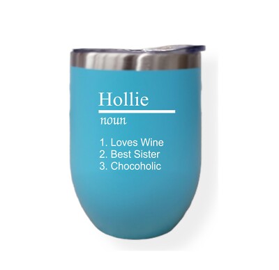 Personalisierte Thermoskanne mit Namen Substantiv/Definition 12 Unzen Hellblau Thermo Reisebecher
