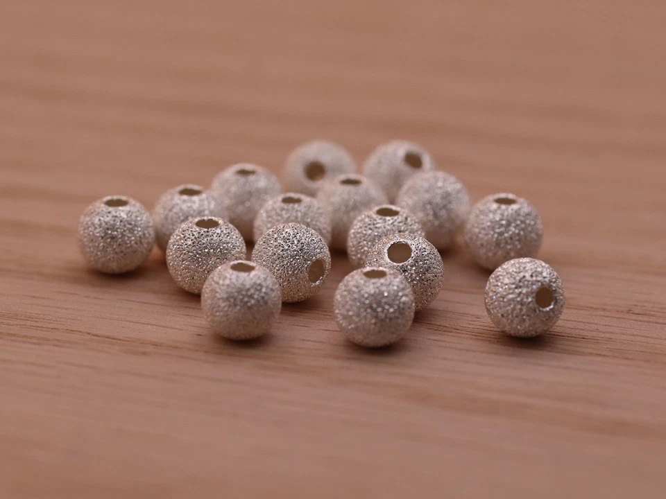 925 Sterling Silver STARDUST SPACER BEADS 4mm, 5mm, 6mm (findings frosted) - Image 3 of 4