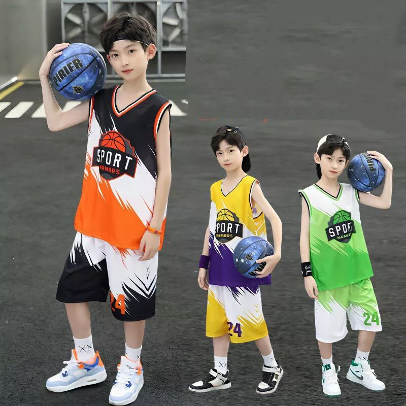 Teen Boys Clothing Sets Summer Basketball Jerseys Short Sleeve  Tshirt+Shorts 2Pcs New Cool Kids Casual Style Loose Sport Outfits